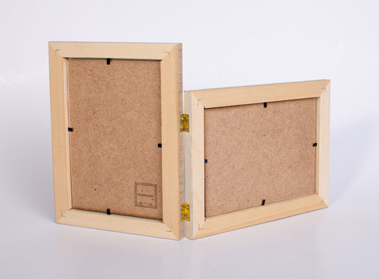 cornice portaritratto in legno da tavolo 13x18 doppia verticale orizzontale a libro beige marrone