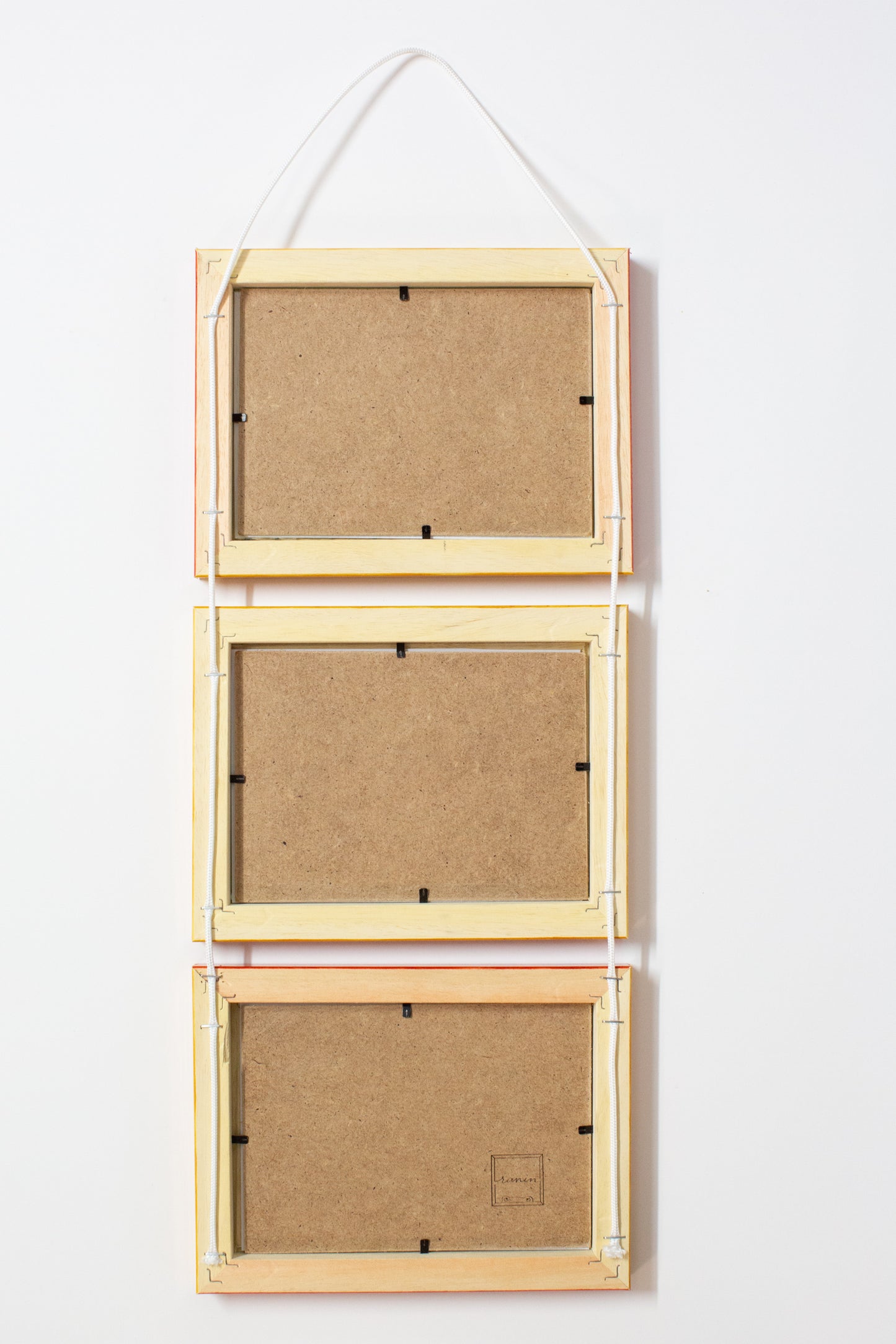 cornice portaritratto in legno da muro 13x18 tripla gialla e rossa