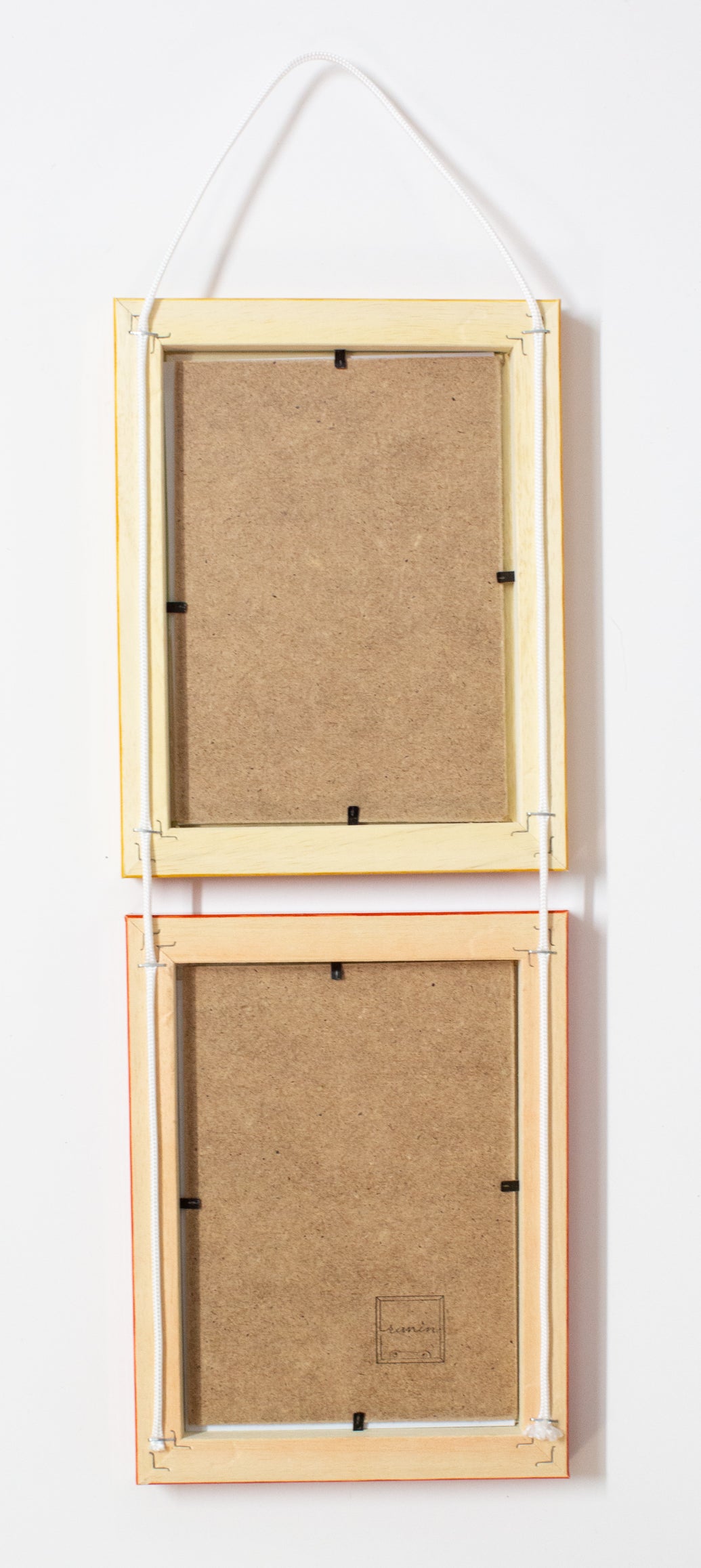 cornice portaritratto in legno da muro 13x18 doppia gialla e rossa