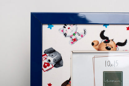 Cornice in Legno 10x15 con passepartout in tessuto tema animali