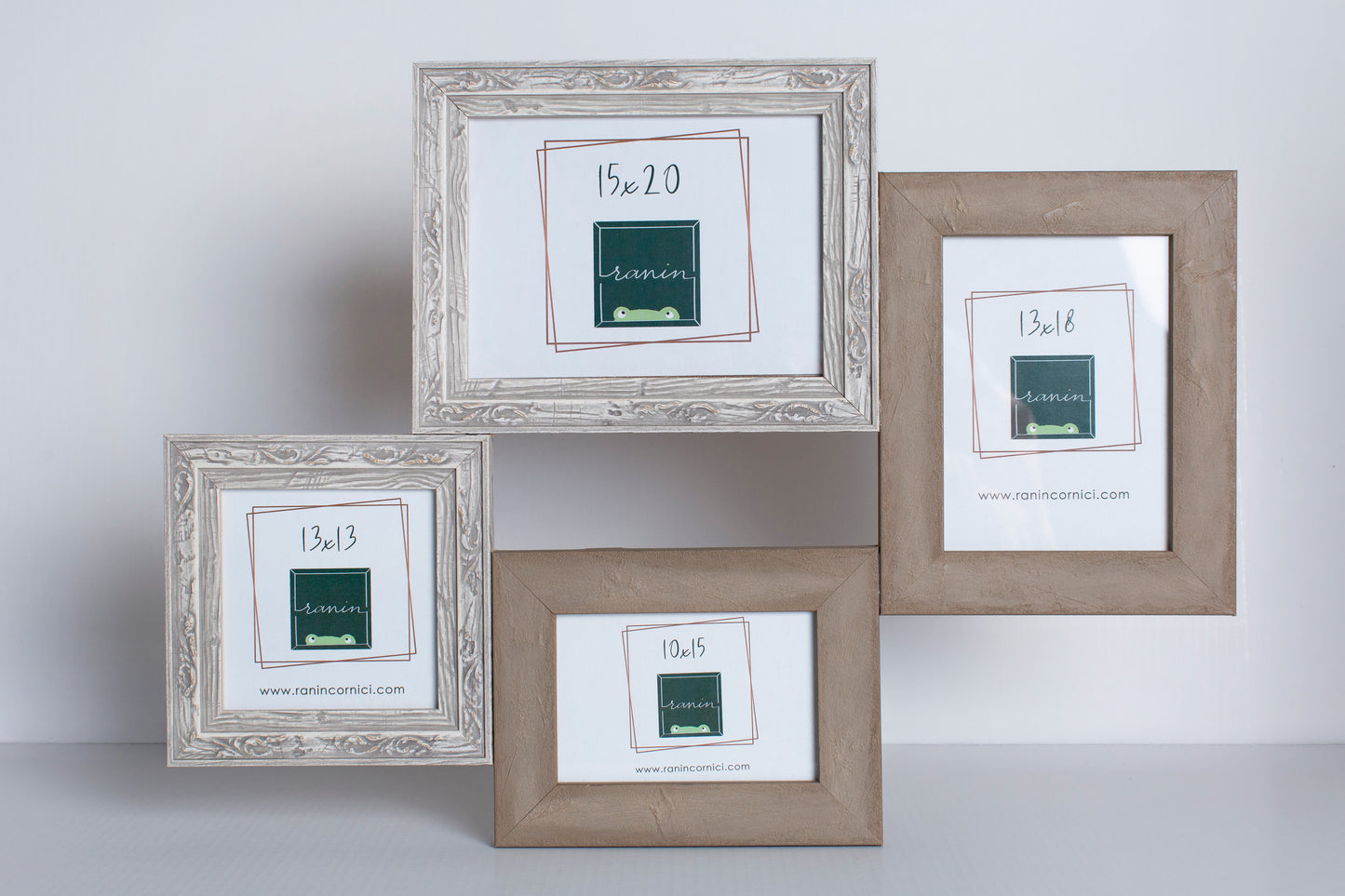 Cornice Multipla da Muro 4 Foto — Grigia e Beige