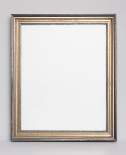Specchio in legno 49,5x59,5 argento e oro anticato, vista frontale