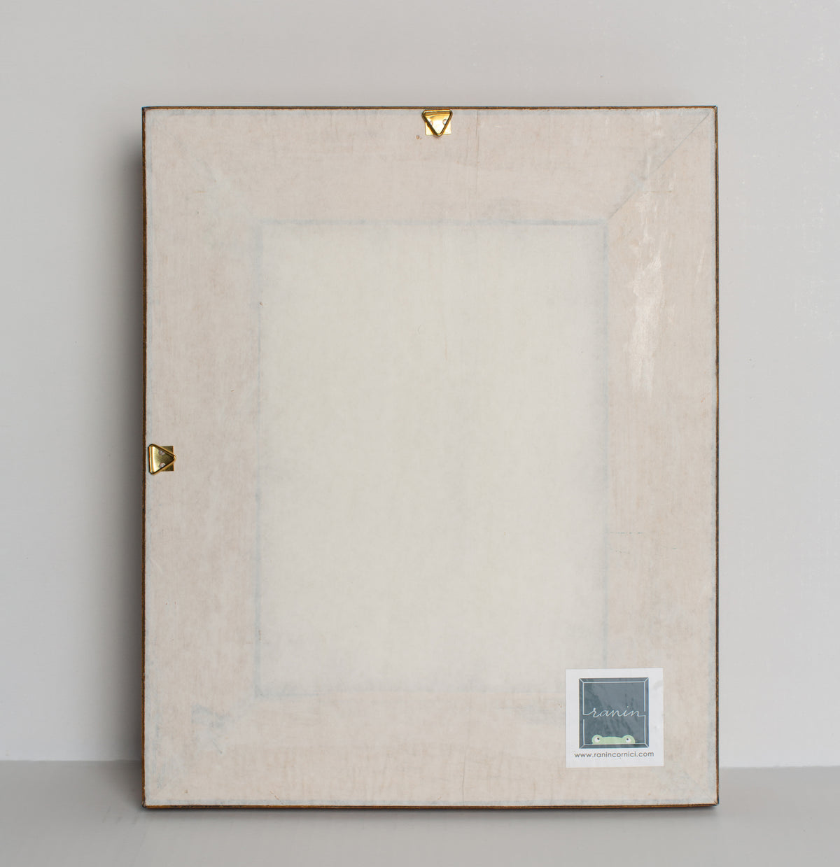 Retro dello specchio 23x28 con attaccaglie ed etichetta Ranin