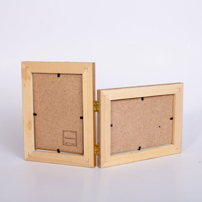 cornice portaritratto in legno da tavolo 10x15 doppia verticale orizzontale a libro beige marrone 