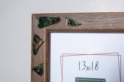 cornice portaritratto in legno da tavolo 13x18 marrone verde vetro