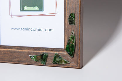cornice portaritratto in legno da tavolo 13x18 marrone verde vetro