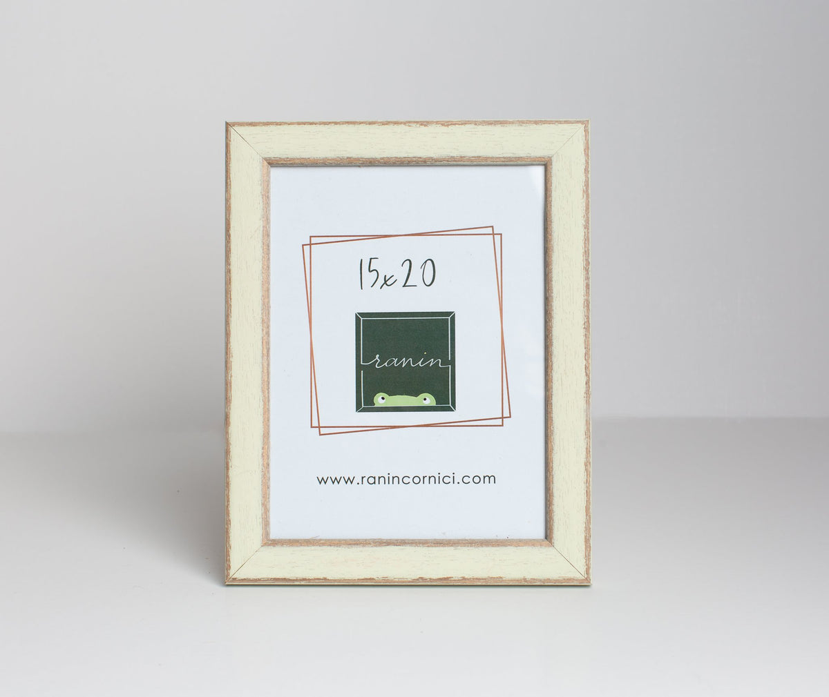 Cornice in legno 15x20 verde pastello shabby, fronte