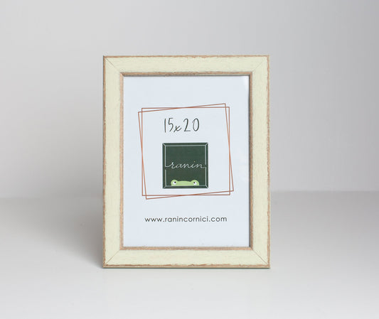 Cornice in legno 15x20 verde pastello shabby, fronte