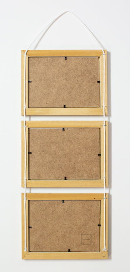 cornice portaritratto in legno da muro 13x18 tripla beige