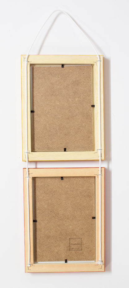 cornice portaritratto in legno da muro 13x18 doppia gialla e rossa